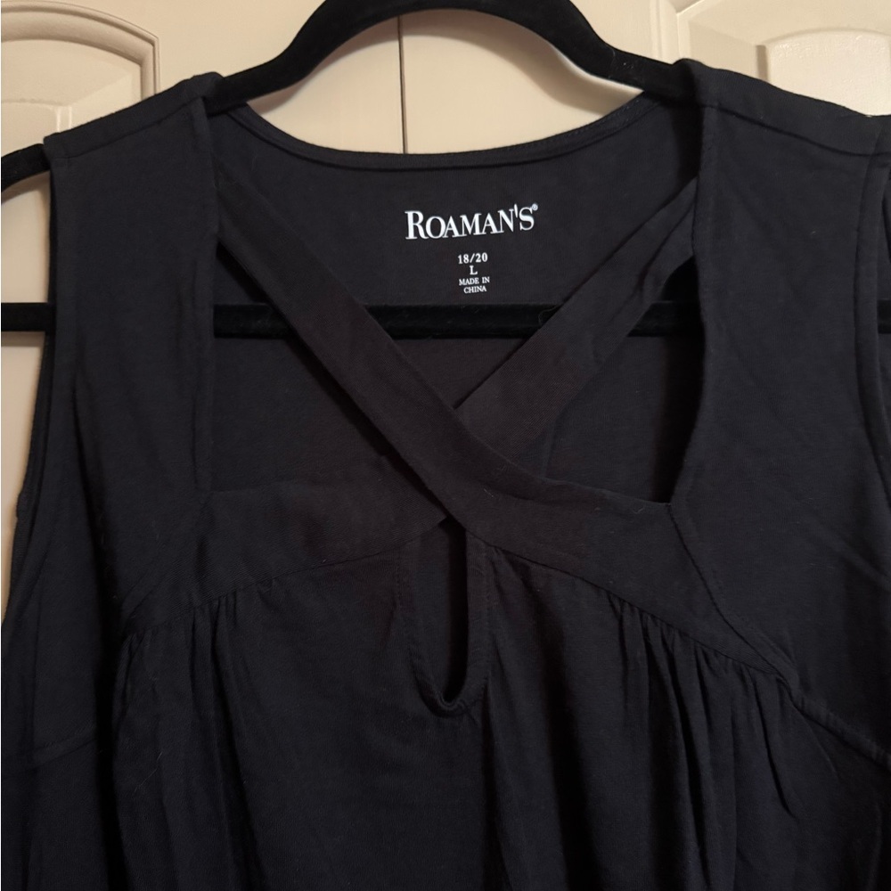 Roaman's Elegant Black Criss-Cross Top Never worn.  Size 18/20